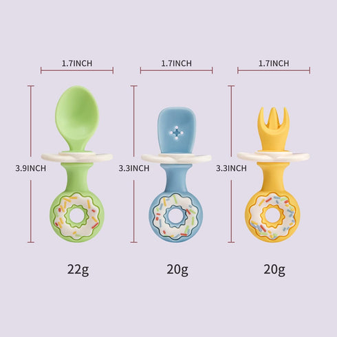 Toddler Utensils Set-Yeivzwba Baby Fork and Spoon Set, Baby Feeding Supplies,100% Food Grade Silicone Baby Utensils Feeding Set,Bpa Free Anti-Chok...