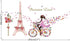 Girl Bicycle Wall Stickers Flowers Eiffel Tower Wall Decals Mural for Kids Bedroom Living Room...