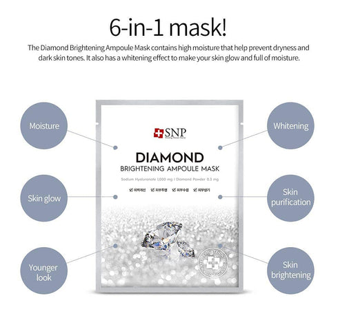 SNP 12 Pcs Variety Ampoule Mask Set - Bird's Nest, Gold Mask with Collagen, Diamond Best Gift korean facial skincare set hydrating brightening sen...