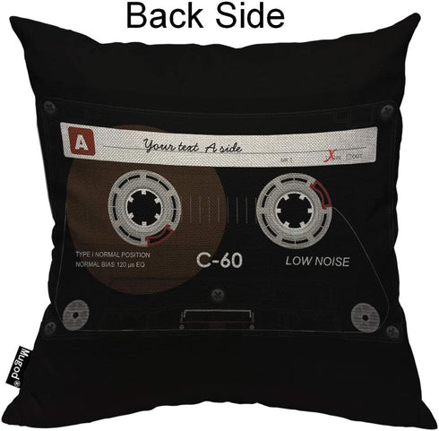 Mugod Retro Audio Cassette Throw Pillow Music Record Player Low Noise 80s Plastic Tape Cotton Linen Square Cushion Cover Standard Pillowcase 18x18...