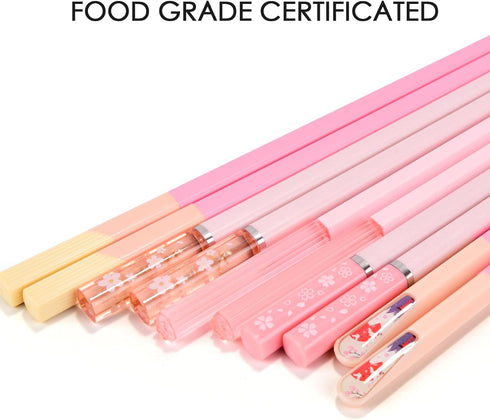 Chopsticks Reusable Dishwasher Safe, GLAMFIELDS 5 Pairs 9.5 Inches Premium Chop Sticks Set for Sushi, Ramen, Asian Cuisine, Matte Non-slip with Gi...