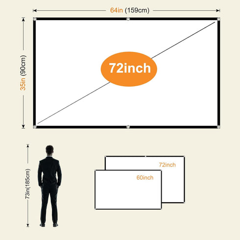 Foldable Projector Screen, XINLEMY 72" 4K 16:9 HD Portable Anti-Crease Projection Movie Screen Double-Sided Cinema Screen for Home Theater Backyar...