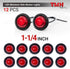 12 Pcs TMH 1-1/4 Inch Mount Red LENS & Red LED Clearance Markers, side marker lights, led marker lights, led side marker lights, led trailer marke...