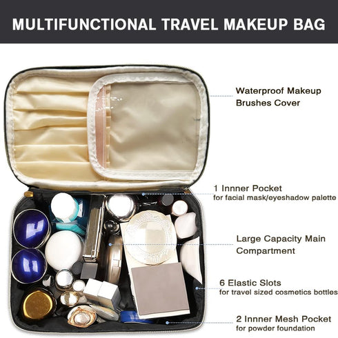 FITINI Travel Sunflower Makeup Bag Cosmetic Bag with Zipper,Large Capacity Waterproof Toiletry Organizer Bag for Women Purse With Handle Zipper Br...