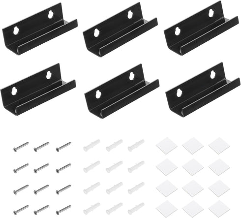 MECCANIXITY 6 Pack Acrylic Shelves for Wall Storage, 4 Inch Floating Shelves Display Shelf for Bathroom, Bedroom, Living Room, Home Decor, Black...