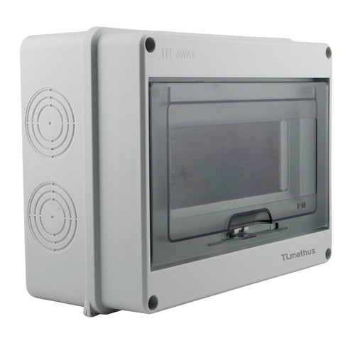 8 Way Circuit Breakers Box Distribution Protection Box with DIN Rail, Transparent Cover ABS Waterproof Breaker Box IP65 for Miniature Circuit Brea...