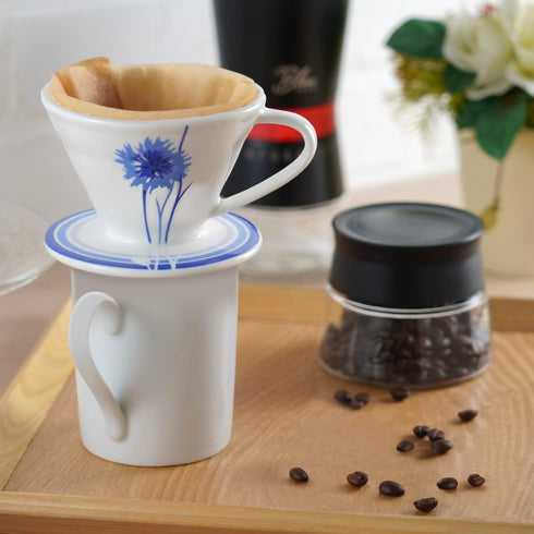 BLUE BREW Ceramic Pour Over Coffee Dripper, Size 01 Cone Coffee Maker (1-2 Cups), Manual Brew Maker, Dishwasher Safe, Portable Slow Brewing Access...