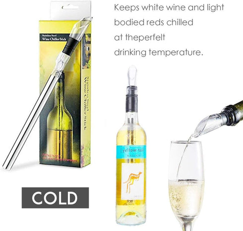 3 in 1 Wine Chiller Wine Bottle Cooler Stick Stainless Steel Freezer with Aerator & Pourer Decanter for Whiskey Cocktails Beers...