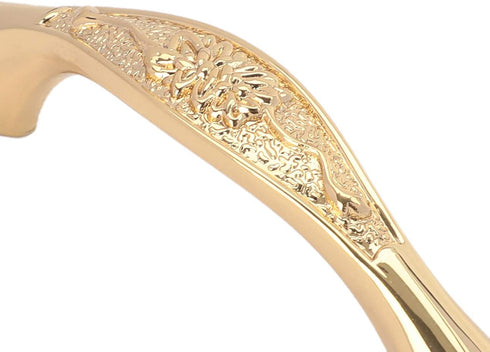 Solid Gold Cabinet Hardware Handle Pull Gold Flower Dresser Wardrobe Pull - 2.52" (64mm) Hole Centers, 5 Pack, Gold...