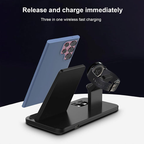 3 in 1 Wireless Charger, 15W Fast Wireless Charging Station Charge Stand for Samsung Galaxy S24 S23 S22 S21 S20 S10 Series,Note 20/10, Galaxy Buds...