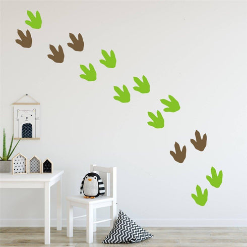 24 Dinosaur Footprint Wall Stickers – Cute Vinyl Decals for Kids Nursery, Boys Bedroom or Baby Room, Removable Dinosaur Art for Playroom or Wall D...