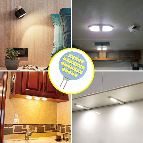 GRV G4 24-2835 SMD LED Bulb Lamp Super Bright Cool White RV Camper Cabinet Dome Light AC/DC12V-24V Pack of 10 (3.0Generation)...