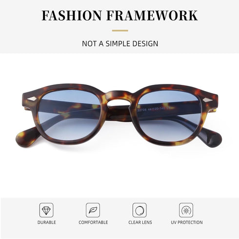 ADE WU Retro Round Sunglasses Women Men Vintage Small Circle Frame Tint Lens Sun Glasses Unisex Style 46mm...