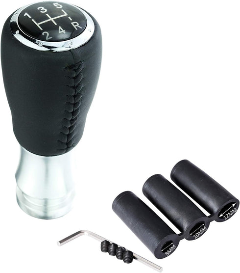 5 Speed Shift Knob Leather Shifter Lever Gear Stick Transmissions Fit Most Manual Cars Truck SUV Vehicles (Black)...