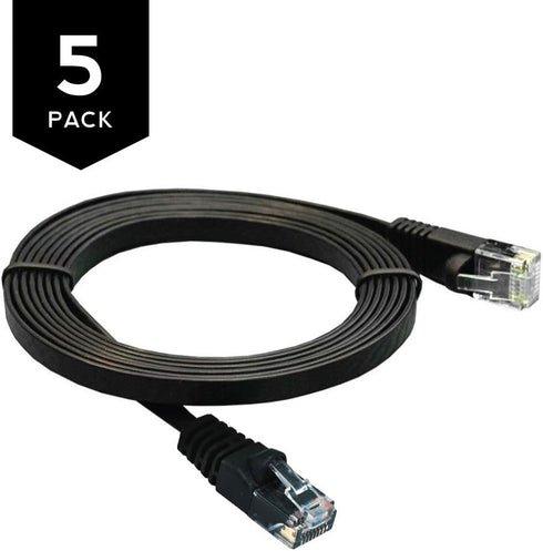 Buhbo 1 FT Cat6 Flat Ethernet Network Cable RJ45 (5-Pack)...