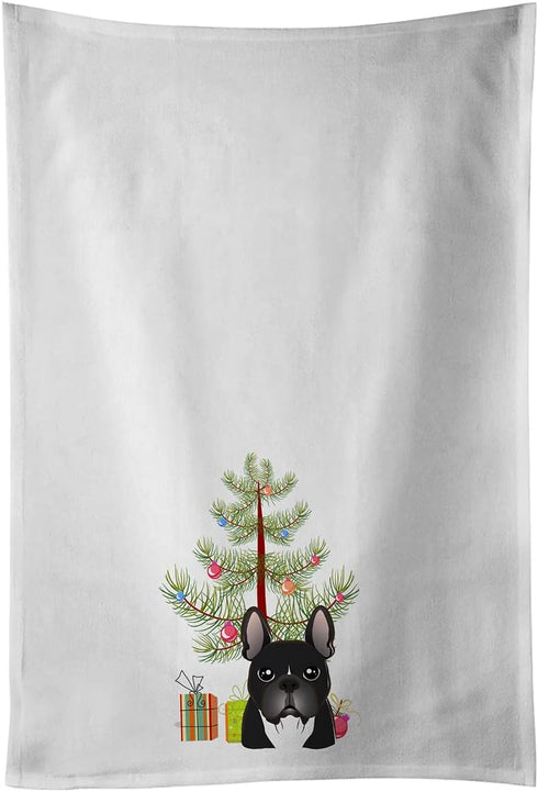 Caroline's Treasures BB1599WTKT Christmas Tree and French Bulldog White Kitchen Towel Set of 2 Dish Towels Decorative Bathroom Hand Towel for Hand...