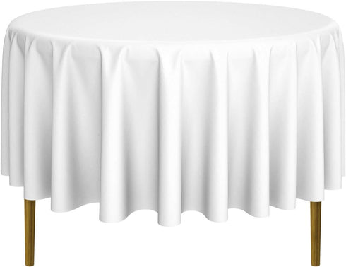 Lann's Linens - 90" Round Premium Tablecloth for Wedding/Banquet/Restaurant - Polyester Fabric Table Cloth - White...