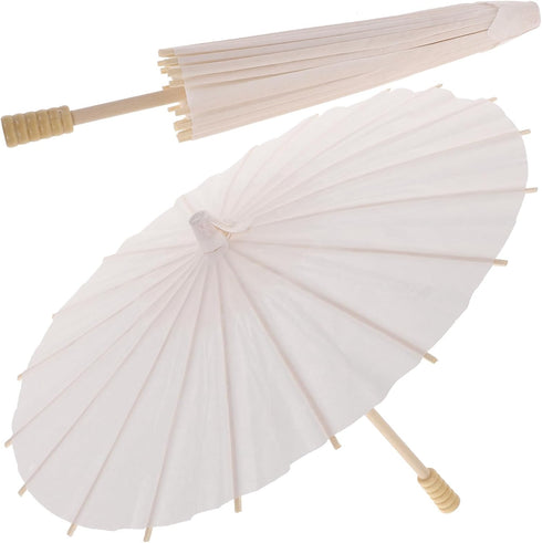 Toyvian 2 Pcs White Parasol Umbrella Chinese/Japanese Decorative Umbrella DIY White Paper Parasol Umbrella for Crafts, Photo Props (30cm, Random S...