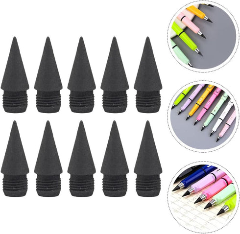 Replaceable Tips 10pcs Inkless Forever Pencil Refills Infinite Pencil Replaceable Graphite Nib Everlasting Pencils Replacement Head for Writing Dr...