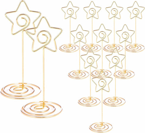 12pcs Table Number Holders, 3.35 inch Place Card Stands, Gold-Star Shaped for Wedding, Party, Birthday...