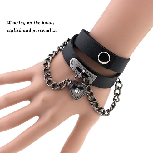 Olbye Lock Heart Choker Necklace Short Black Leather Necklace Punk PU Collar Necklaces Cosplay Necklace Link Chain Gothic Necklace Jewelry for Wom...