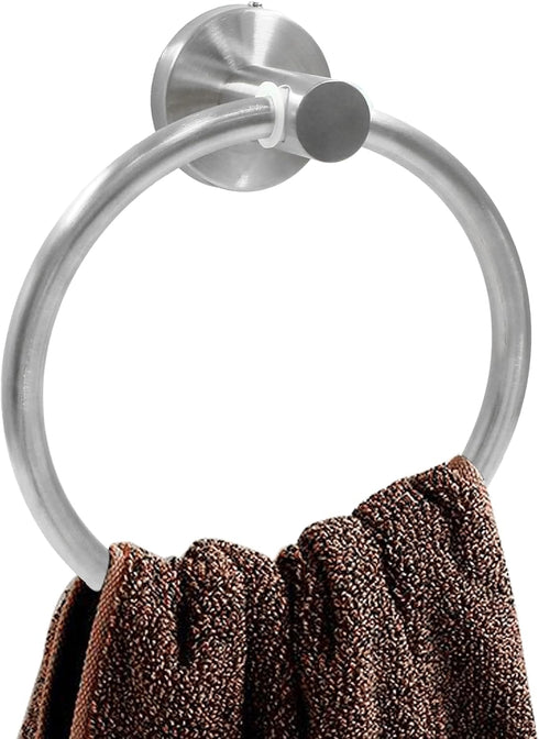 Bath Towel Ring, Modern Bathroom Hardware Accessories Wall Mounted, Thicken 304 Stainless Steel Hand Towel Holder for Bathroom Kitchen (Brushed Ni...