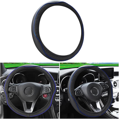 Car Steering Wheel Cover, PU Leather Steering Wheel Protector, Non-Slip Elastic Stretch Breathable, Auto Interior Covering Accessories, Universal ...