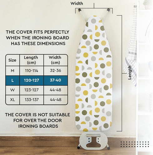Encasa XO Ironing Board Cover and Pad 54"x15" - Thick 3mm Felt Padding, Drawstring Tightening & Lock, Easy Fit, Scorch & Stain Resistant, Fits Sta...