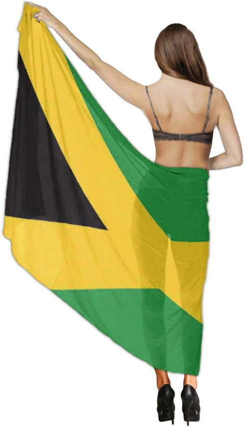 womens Swimwear Cover up Beach Sarong Wrap Jamaican Flag Scarf...