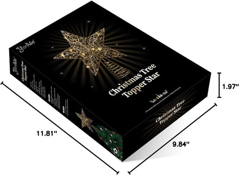 1pc Christmas Tree Topper Star Ornaments Glittering Golden Festival Display Lighted Clear Decor...