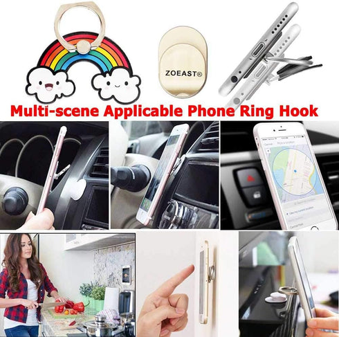 ZOSTLAND Colorful White Smile Cloud Phone Ring,Universal 360°Adjustable Phone Case Finger Grip Stand Holder Desk Stent Mount Car Hook Compatible w...