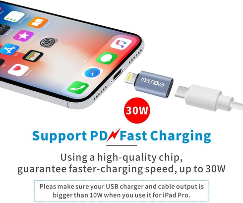 2Pack 30W USB C to Lightning Adapter Type C to Lighting Converter, Type C to iPhone Adaptor - Compatible with iPhone 14 13 12 Pro Max, with Silico...