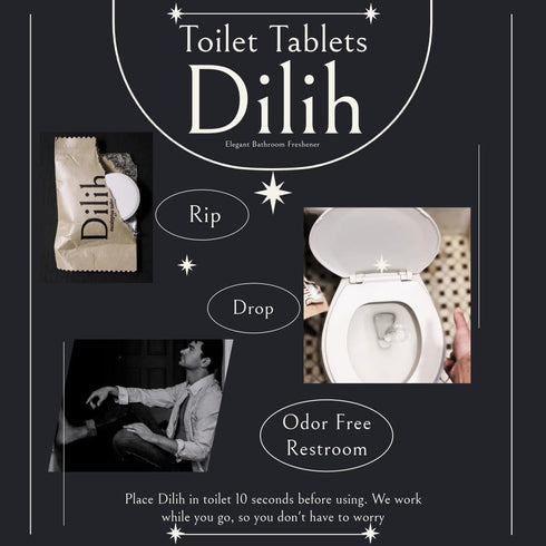 Premium Bathroom Air Freshener | Dilih Toilet Tablets | Elegant & Dissolvable | Eucalyptus | Drop One In and Eliminate The Odor | 24 Count...