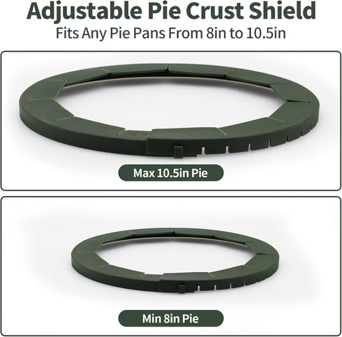 Pie Crust Shield Silicone Crust Protector Covers for Edges of Pie, Adjustable Pie Ring for Crust Pie Saver Baking Pie Pizza Fits 8-9.5 Inch, 2 Set...