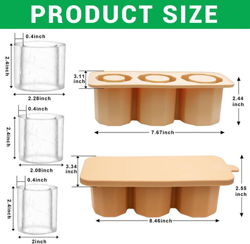 Silicone Ice Cube Tray for Tumbler Cup, 3pcs Ice Cube Maker With Lid for 20-30oz Stanley, for Cocktails, Whiskey, Drinks, Coffee (green)...