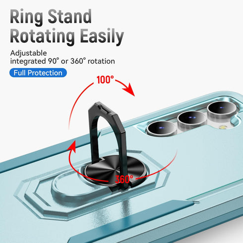 SunRemex for Samsung Galaxy S23 FE Case with HD Screen Protector,Samsung S23 FE Phone Case Built in Rotatable Metal Ring Holder Kickstand for Sams...