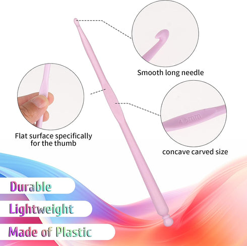 12 Pcs Plastic Crochet Hooks Different Sizes (2.0-10.0 mm) Ergonomic Handle Crochet Knitting Needles Set Craft Yarn Weaving Tools for Hat Gloves S...