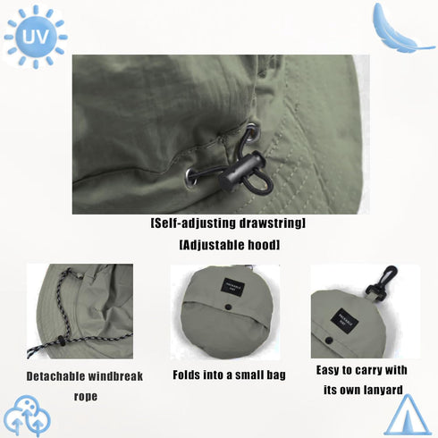 Waterproof Bucket Rain Hat with Chin Strap, Packable Sun Hat for Men Women Summer Lightweight Hiking Outdoor Cap Quick Dry Fishing Bucket Hat(army...