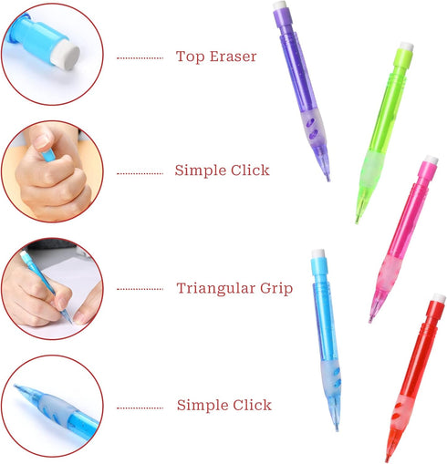 15Pcs Mini Mechanical Pencils Assorted Automatic Pencils with Mini Erasers 0.7 mm Small Mechanical Pencil Pens for Home Office School Stationery S...