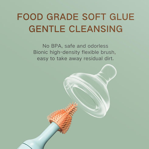 Electric Baby Bottle Brush Cleaning Brush Set with 2 Speeds and Rotating Silicone Bristles,Bottle,Pacifier,Straw Brush Cleaner (Blue)...