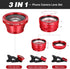 External Lens for Mobile Phone 3-in-1 Fisheye Macro Wide Angle Lens with Clip Aluminum Alloy Compatible with iPhone and Smartphones...