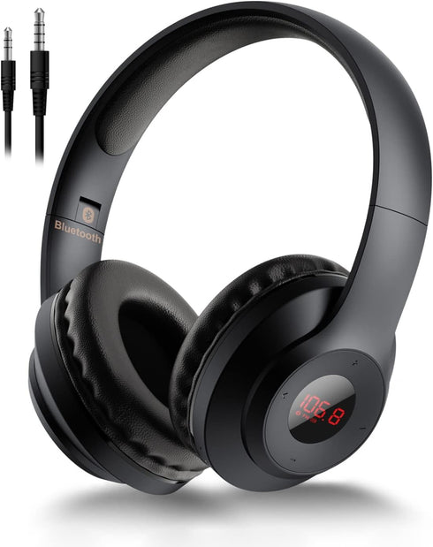 X5 Wireless FM Radio Headphones with Bluetooth, Built in Microphone, Rechargeable and Portable Radio Headset, Over Ear Headphone with Soft Ear Muf...