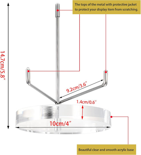 Hipiwe Adjustable Metal Arm Display Stand Easel with Round Acrylic Base Decorative Plates Display Easel Holder for Plate Agate Slice Fossils Cryst...