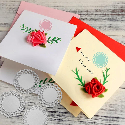 2 Set Flower Dies for Card Making, FineGood 9 PCS Metal Cutting Dies Circle Lace Die Cuts DIY Craft Die Cutters for Card Making Scrapbooking Album...