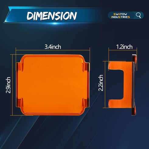 2PCS 3 Inch Pod Light Covers Amber LED Pods Cover Amber LED Light Bar 3x3 Square Work Lights Cube Covers Ditch Pods PC Lens Cover...