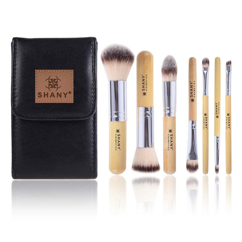SHANY Makeup Brushes - I love Bamboo - 7pc Petite Pro Bamboo Make up brush set with cosmetics brush Carrying Case...