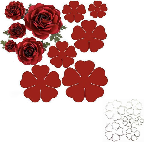 3D Rose Flower Metal Die Cuts,Wedding Flower Leaf Leaves Cutting Dies Cut Stencils for DIY Scrapbooking Album Decorative Embossing Paper Dies for ...