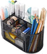 AUSTARK Desk Organizer Stationery Storage, Pencil Holder for Desk, Wire Mesh Office Supplies Desk Accessories & Workspace Organizers with 9 Compar...
