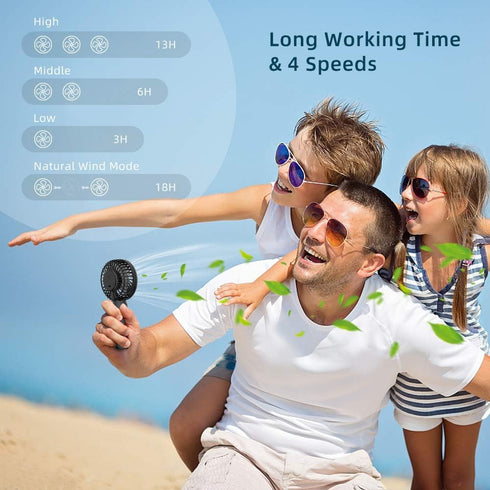 HandFan Mini Portable Handheld Fan, 3-Speeds USB Rechargeable Pocket Fan with Natural Wind Mode, Small Desk Fan for Travel Office Hot Flashes Outd...