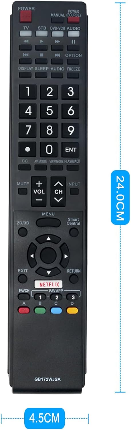 GB172WJSA Replace Remote Control fit for Sharp LCD LED TV HDTV AQUOS LC-60EQ30U LC-60LE661U LC-60LE660U LC-60C6600U LC-70LE660U LC-80LE661U LC-70C...